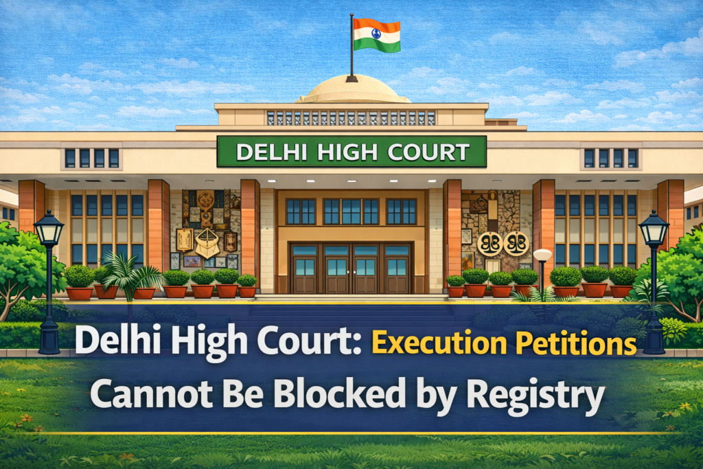 Delhi High Court: Execution Petitions Cannot Be Blocked by Registry