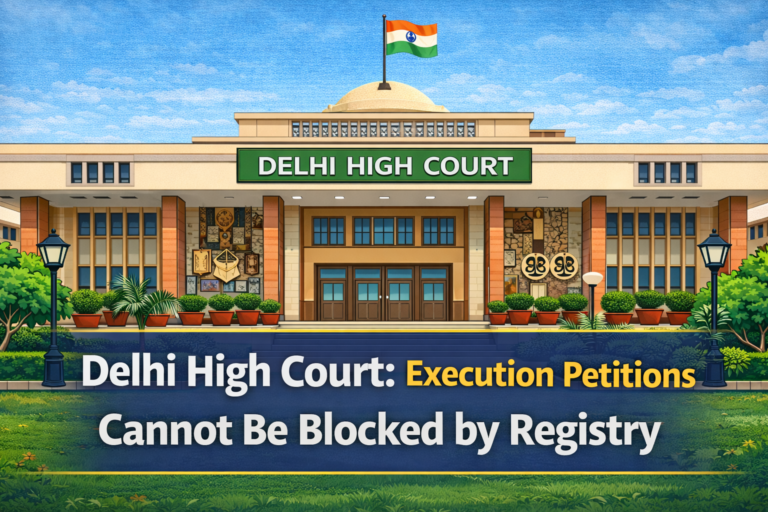 Delhi High Court: Execution Petitions Cannot Be Blocked by Registry